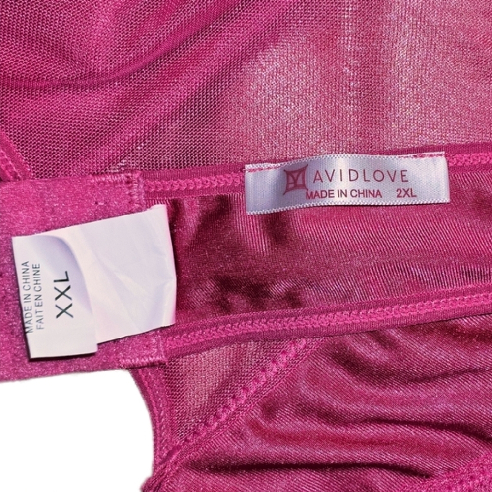 avidlove mesh bodysuit size 2XL with side cutouts in hot pink - Picture 3 of 3